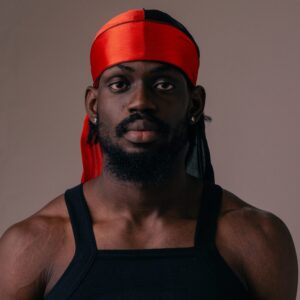 Two toned red black silk durag