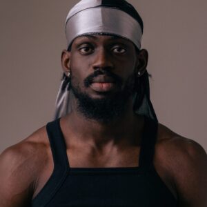 Two toned silver silk durag